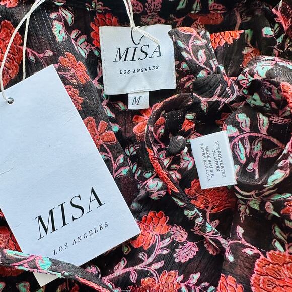 MISA Los Angeles NWT Red & Black Floral Ruffle Blouse Top – Medium - Picture 14 of 15